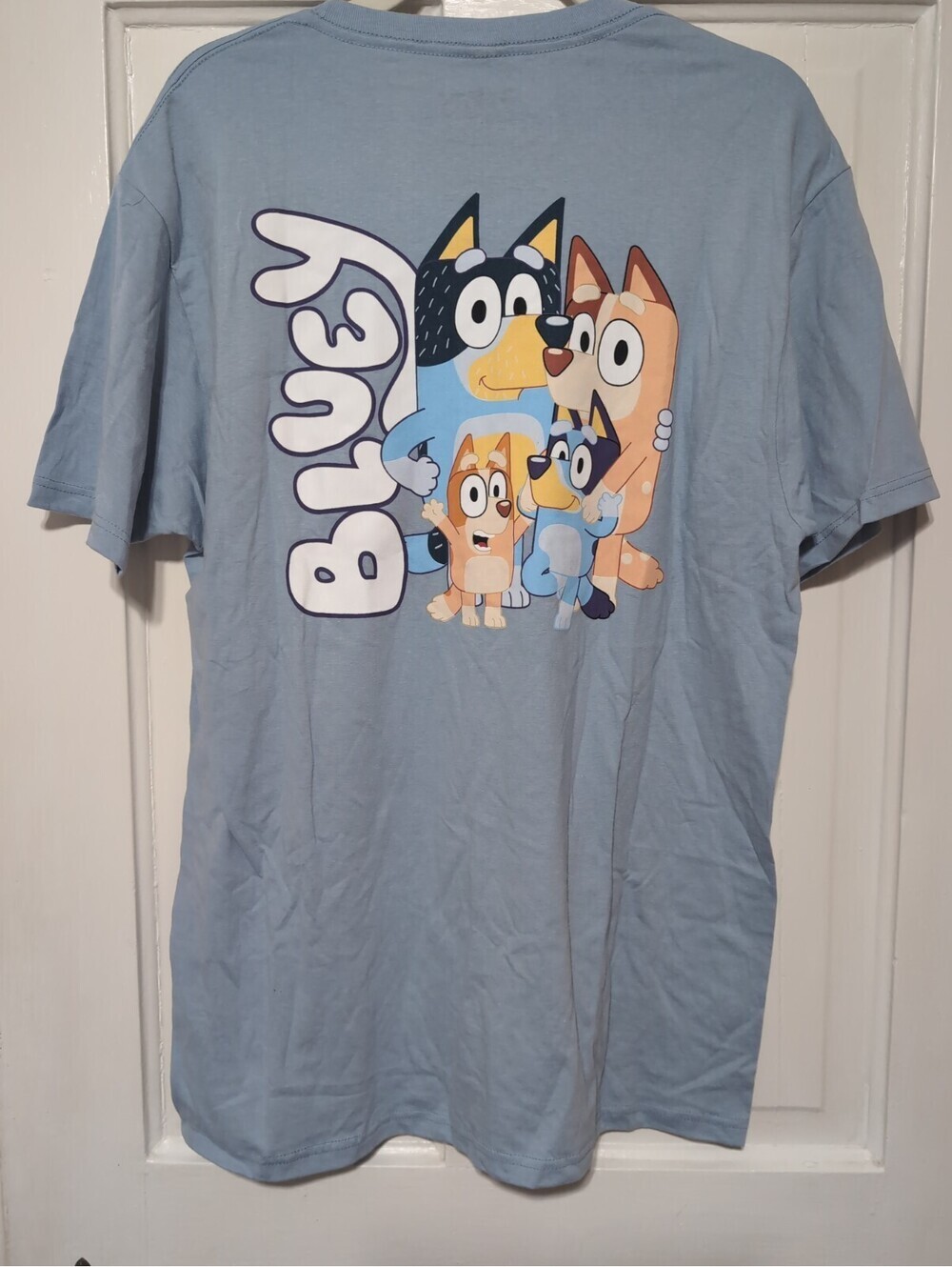 Bluey Adult Unisex T Shirt Light Blue  Large Cartoon Graphic(1425)A